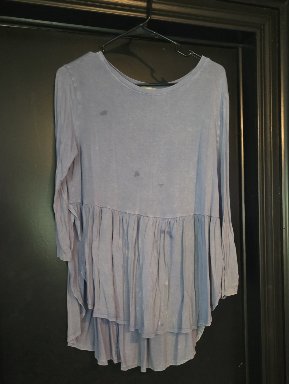 Altar'd State Dusty Blue Tiered Long-Sleeve Tunic